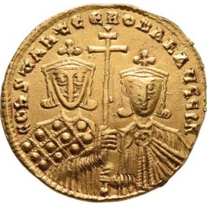 Byzanc, Constantinus VII. a Romanus II., 945 - 959, Solidus, IhS.XPS.REX.REGNANTIVM., Kristus čeln