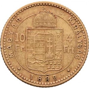 František Josef I., 1848 - 1916, 4 Zlatník 1889 KB (pouze 19.000 ks), 3.186g,