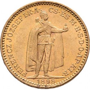 František Josef I., 1848 - 1916, 20 Koruna 1898 KB, 6.772g, nep.hr., nep.rysky, pěkná