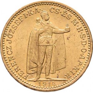 František Josef I., 1848 - 1916, 20 Koruna 1914 KB, 6.768g, nep.hr., nep.rysky, pěkná