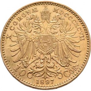 František Josef I., 1848 - 1916, 10 Koruna 1897, 3.385g, nep.hr., vlas.rysky, pěkná