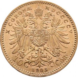 František Josef I., 1848 - 1916, 10 Koruna 1905, 3.378g, nep.hr., nep.rysky, pěkná
