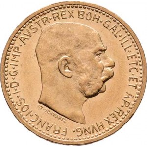 František Josef I., 1848 - 1916, 10 Koruna 1909 - Schwartz, 3.385g, nep.hr.,