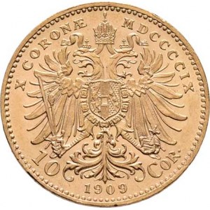 František Josef I., 1848 - 1916, 10 Koruna 1909 - Schwartz, 3.379g, nep.hr.,