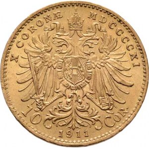 František Josef I., 1848 - 1916, 10 Koruna 1911 - Schwartz, 3.384g, nep.hr.,