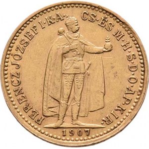 František Josef I., 1848 - 1916, 10 Koruna 1907 KB, 3.380g, nep.hr., nep.rysky, pěkná