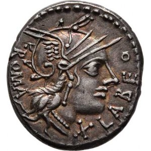 Q.Fabius Labeo, 124 př.Kr., AR Denár, Hlava Romy, opis ROMA.X.LABEO. / Jupiter