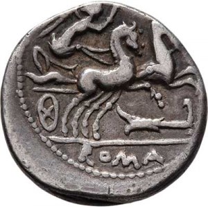M.Cipius M.f., 115 - 114 př.Kr., AR Denár, Hlava Romy zprava, opis M.CIPI.M.F.X. /