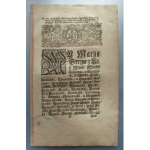 Patenty a cirkuláře :, Marie Terezie, Vídeň, 23.1.1754 - povolení oběhu sas.
