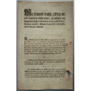 Patenty a cirkuláře :, Leopold II., 26.5.1791 - patent ke zvelebení polního