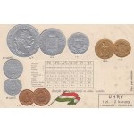 Různé :, Soubor 45ks secesních pohlednic s vyobrazením mincí