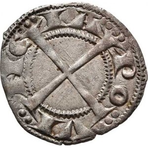Francie - Provence, Alfons II. Aragonský, 1196 - 1209, Denár b.l., hlava zleva, opis / velký kříž,