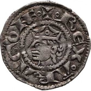 Francie - Provence, Alfons II. Aragonský, 1196 - 1209, Obol b.l., hlava zleva, opis / velký kříž, o