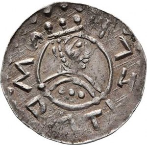 Vratislav II., králem v Čechách 1086 - 1092, Denár, Ca.354, F.IX/10 (916) - úzká koruna - tři