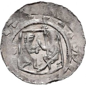 Soběslav I., knížetem v Čechách 1125 - 1140, Denár, Ca.583a, F.XVII/1 (1643) - křížek za jezdcem,
