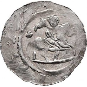 Soběslav I., knížetem v Čechách 1125 - 1140, Denár, Ca.583a, F.XVII/1 (1643) - křížek za jezdcem,