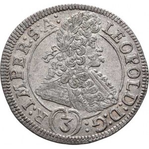 Leopold I., 1657 - 1705, 3 Krejcar 1695 GE, Praha-Egerer, MKČ.1425, Nech.202a,