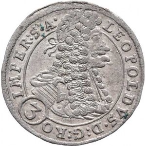 Leopold I., 1657 - 1705, 3 Krejcar 1698 GE, Praha-Egerer, MKČ.1425, Nech.209,