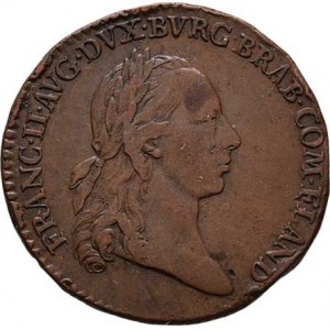 František II., 1792 - 1835, AE menší jeton na holdování v Belgii 1792 - poprsí