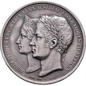Ferdinand V. a manželka Marie Anna, Loos a Held - tolarová medaile na korunovaci v Miláně