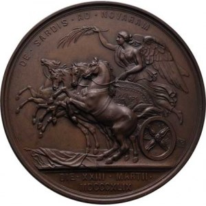 František Josef I., 1848 - 1916, Lange - AE medaile na vítězství u Novary 1849 (1914)