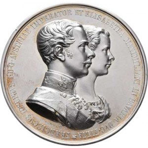František Josef I. a Alžběta Bavorská, Lange - postř. medaile na svatbu ve Vídni 24.4.1854 -