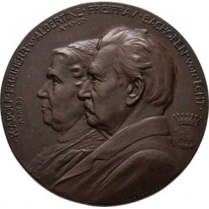 Bachofen von Echt, Adolf a Albertine, Placht - AE medaile na diamatovou svatbu 1919 -