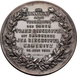 Ringhofferové, František a Ina, Nesign. - medaile na svatbu v Kamenici 19.VI.1900 -