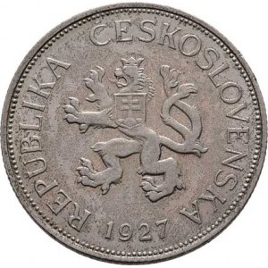 Československo 1918 - 1938, 5 Koruna 1927, KM.10 (CuNi), 10.088g, nep.hr.,