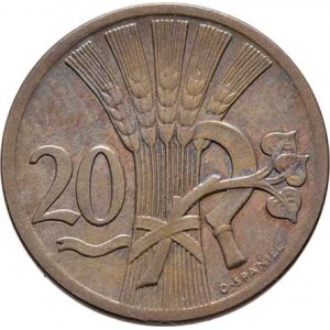 Československo 1918 - 1938, 20 Haléř 1929, KM.1 (CuNi), 3.397g, nep.hr., pěkná