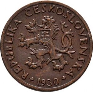 Československo 1918 - 1938, 5 Haléř 1930, KM.6 (CuZn), 1.658g, nep.hr.,