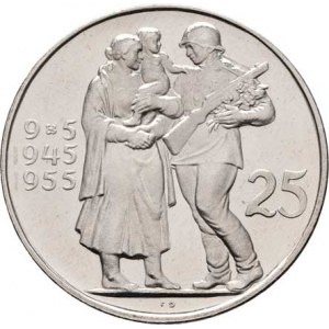 Československo 1953 - 1960, 25 Koruna 1955 - 10.výročí osvobození, KM.43 (Ag500,