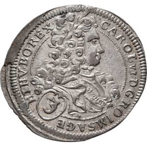 Karel VI., 1711 - 1740, 3 Krejcar 1715, Vídeň, M-A.215, 1.840g, mírně exc.,