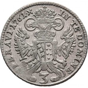 František I. Lotrinský, 1745 - 1765, 3 Krejcar 1761 H-A, Hall, M-A.262, N.14, 1.710g,