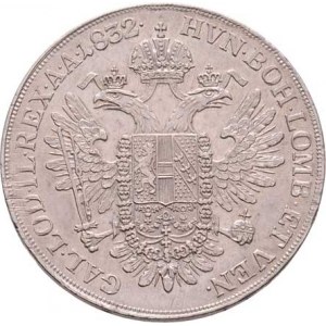 František II., 1792 - 1835, 1/2 Tolar konvenční 1832 A, Vídeň, 13.964g, mírně