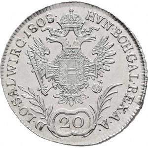 František II., 1792 - 1835, 20 Krejcar 1808 A, Vídeň, 6.628g, nep.vada materiálu