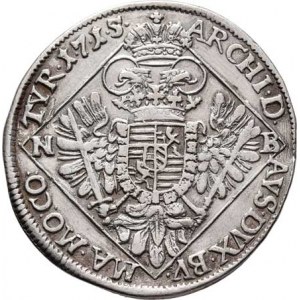 Karel III.(VI.), 1711 - 1740, 1/4 Tolar 1715 NB, Velká Baňa, Husz.1620, M-A.215,