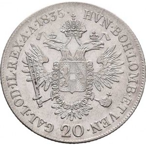 František II., 1792 - 1835, 20 Krejcar 1835 E, Karlovský Bělehrad, 6.622g,