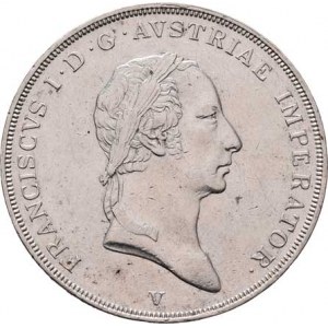 František II., 1792 - 1835, Scudo 1824 V, Benátky, M-A.319, P.24, 25.856g,