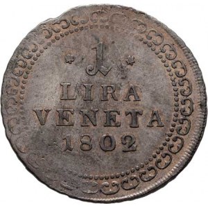 František II., 1792 - 1835, 1 Lira veneta 1802, Vídeň pro Benátky, P.33, M-A.305,