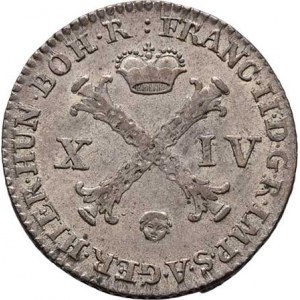 František II., 1792 - 1835, XIV Liard 1793, Brusel, P.39, M-A.296, 2.674g,