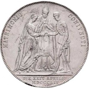 Konvenční měna, údobí let 1848 - 1857, 1/2 Tolar 1854 A, Vídeň - svatební, 12.962g, dr.stopa