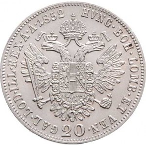 Konvenční měna, údobí let 1848 - 1857, 20 Krejcar 1852 A - hlava zprava, 4.330g, nep.hr.,