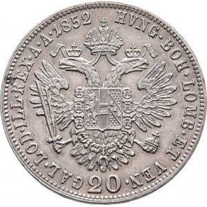 Konvenční měna, údobí let 1848 - 1857, 20 Krejcar 1852 A - hlava zprava, 4.332g, nep.hr.,