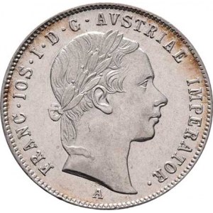 Konvenční měna, údobí let 1848 - 1857, 20 Krejcar 1852 A - hlava zprava, 4.326g, vlas.vada