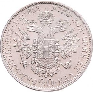 Konvenční měna, údobí let 1848 - 1857, 20 Krejcar 1853 A - hlava zprava, 4.309g, nep.hr.,