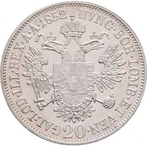 Konvenční měna, údobí let 1848 - 1857, 20 Krejcar 1852 C - hlava zleva, 6.698g, dr.hr.,