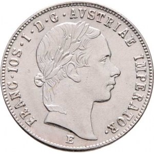 Konvenční měna, údobí let 1848 - 1857, 20 Krejcar 1854 E - hlava zprava, 4.309g, nep.hr.,