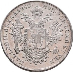 Konvenční měna, údobí let 1848 - 1857, 1/2 Scudo 1853 V, 13.011g, dr.hr., dr.rysky RR!