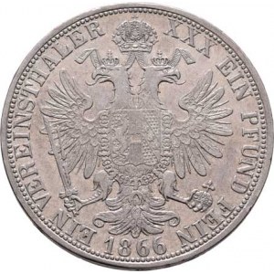 Rakouská a spolková měna, údobí let 1857 - 1892, Tolar spolkový 1866 A, 18.416g, dr.hr., vlas.rysky